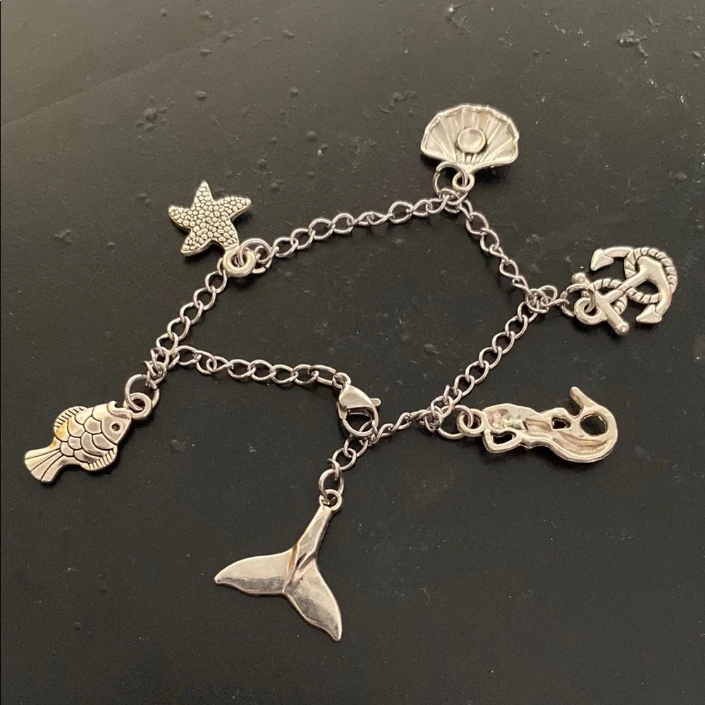 Silver Nautical Charm Bracelet Hand Crafted